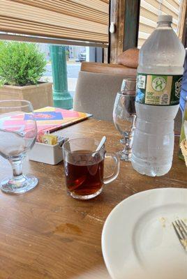 Turkish tea and an expensive bottle of water you don't ask for, but they charge you for anyway.