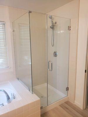 3/8" glass, custom shower enclosure.