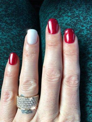 Love my holiday nails!  Make an appointment, ladies! These gals in here know what they are doing and are always helping customers/clients!