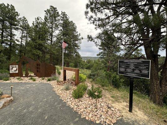 Another view of the Veterans Memorial with 'Ole Glory waving in the wind.