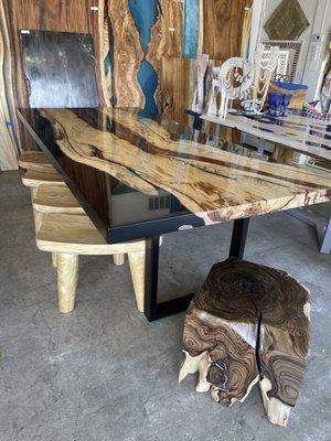 Black encased resin Tamarind Dining table