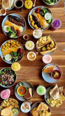 Selection of foods and drinks at Sofreh Eatery