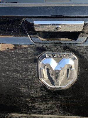 This is the rear of my truck immediately after going through the car wash, after I had wiped some of it off before becoming frustrated.