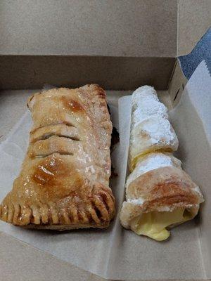 Left: guava and cheese. Right: tornillo (filled with Bavarian cream).