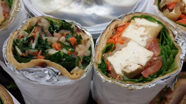 special of the day - kale and tofu wraps