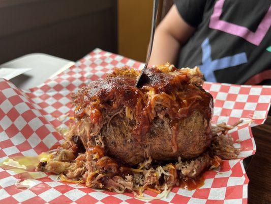 Pork and cheese baked potato