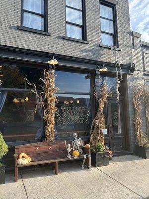 Tellico Grains Bakery entrance, decked out for Halloween!