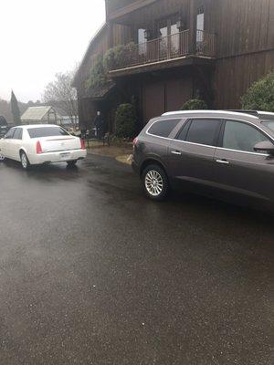 12.8.18 Cold & Rainy Wedding day for Pam & Marshal. But beautiful indoors! Front entrance/double barn doors