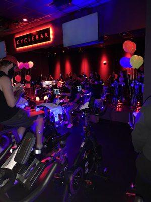 Timmy Drums drumming DJ for CycleBar's 1 year anniversary. Wish he could be here for every ride! Shit was fire!