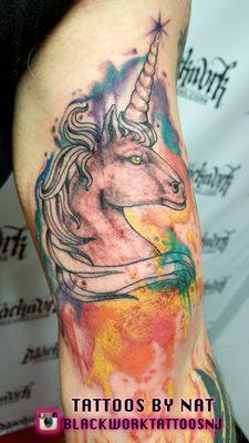 Watercolor unicorn Tattoo by Natalie @natcruztattoos