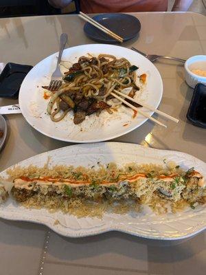 Yaki beef and sushi