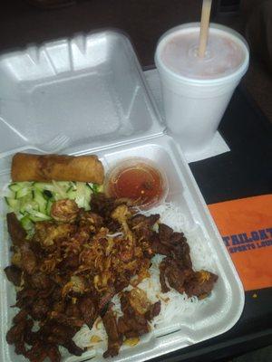 #17 vermicelli barbecue pork bowl and sapota smoothie