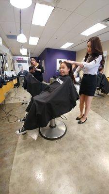 Kim cutting my daughters hair