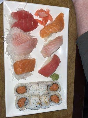 Sushi and sashimi lunch combo