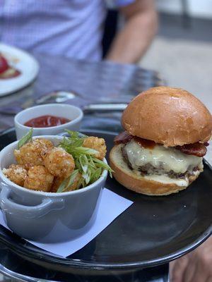 Burger and tots