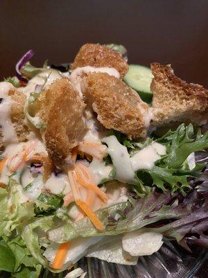 Salad with homemade croutons