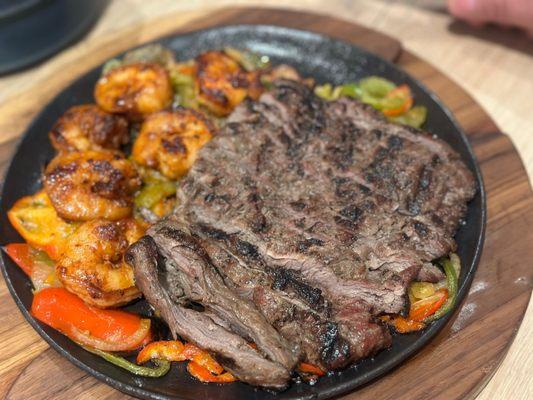 Steak & shrimp fajitas