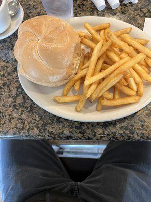 Porkroll and cheese with fries