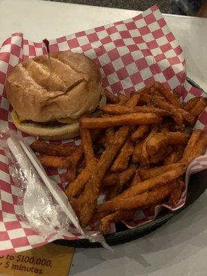 Burger w/ Sweet Potato Fries