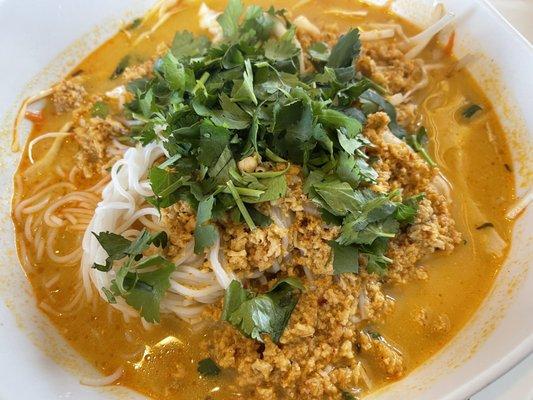 Khao Poon Laotian Curry Soup & I added fresh mint.  Incredible.