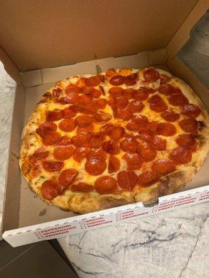 Delicious double pepperoni pizza.