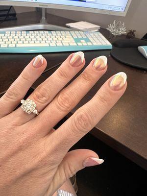 Gel French manicure with chrome