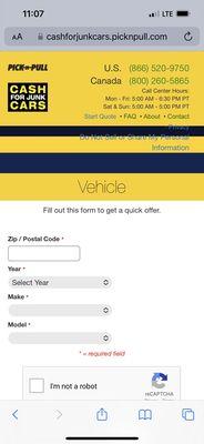 Online quote to salvage your vehicle. It's pretty convenient if you have all the paperwork that is.