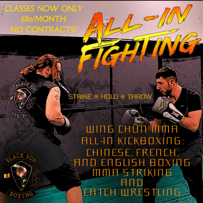 We're moving in November. We're slashing prices. Come learn how to fight! learn more at http://blacksunboxing.com/