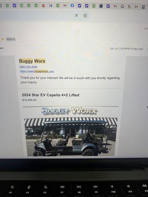 Cart I inquired about online