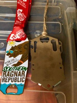 Ragnar Trail Los Coyotes medal (right) and special so-cal Ragnar medal (left) for finishing both of the Ragnar races in SoCal this year