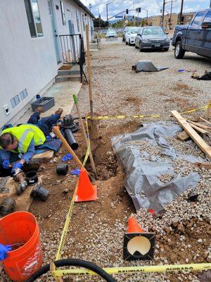 Sewer line repair with clean-out install