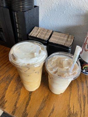 World famous cold brew (left) & Horchata latte (right)