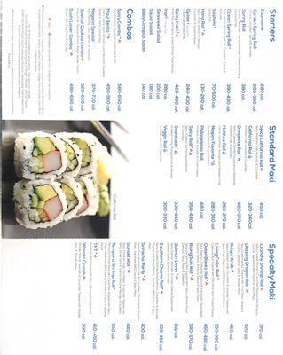 Everyday sushi menu