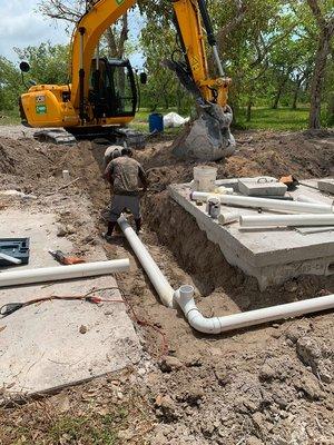 3rd Generation Plumbing Crew installing new waste water systems!