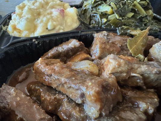 Collard greens and potato salad