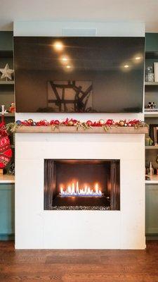 Fireplace Insert: 24" Loft Series;  Mantel: Stoll - Steel with Antique White Finish