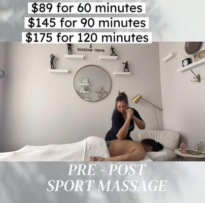 Deep Tissue and Sport Massage Menu price