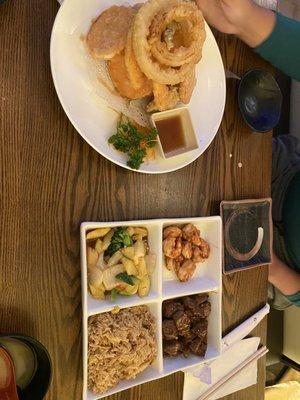 tempura and shrimp and steak