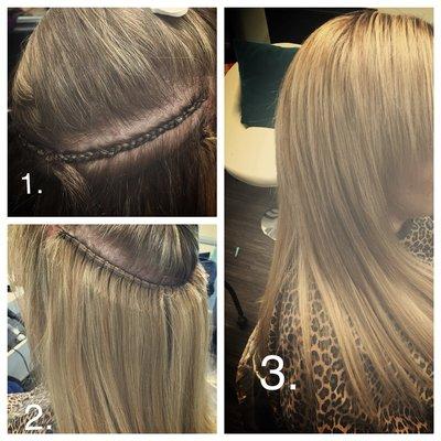 Example of sew in extensions with braiding method