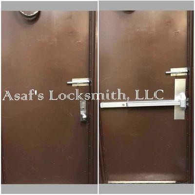 Panic bar installation by Asaf's Locksmith, LLC