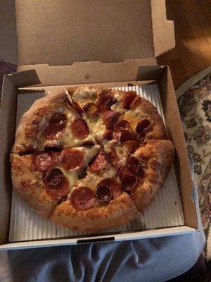 This is their heart-shaped pizza.