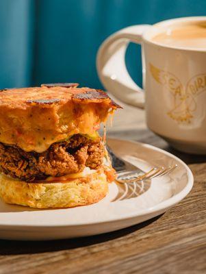 fried chicken biscuit.
 photo by Baxter Miller