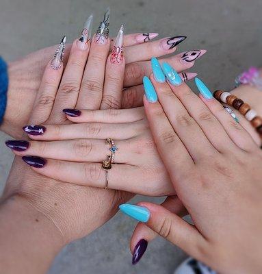 All of our nails after leaving Best nails and spa.