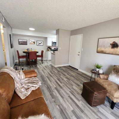 A2R unit on the first level.  600 square feet.  One bedroom, one bathroom