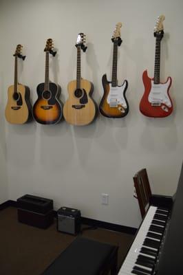 Our guitar showroom boasts Fenders, Takamines, Chateaus and Sunlites for eager guitarists to try.