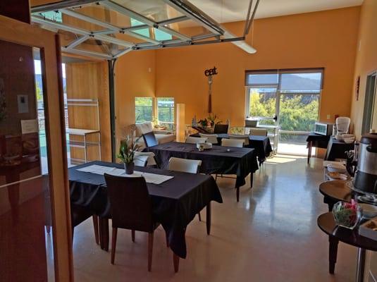 the old preschool activity room is now the breakfast room