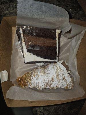 Chocolate cake and lobster tail