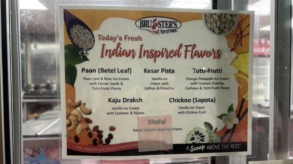 Indian Inspired Menu