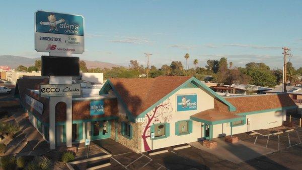 Exterior view by drone of Alan's Shoes Speedway