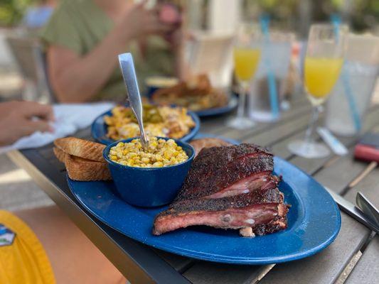 Spare ribs, brisket, chicken, Frito pie, and cornnnn.